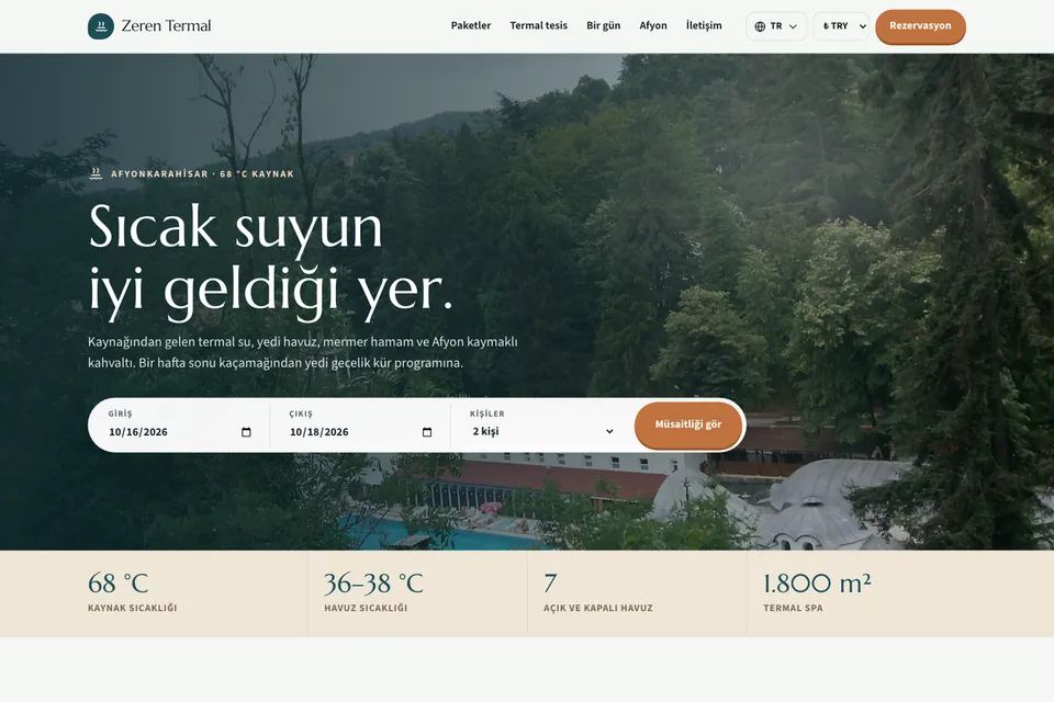 Zeren Termal örnek temasının ana sayfası